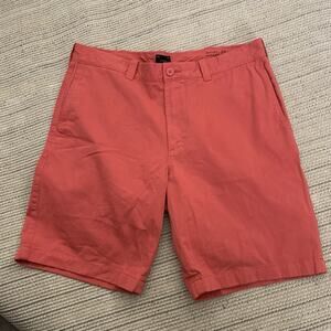 J. Crew Chino Shorts Mens Size 33 Flat Front 9" Inseam Soft Red 100% Cotton